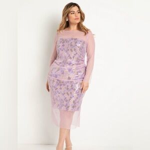 Eloquii Pink and Purple Sequin Dress